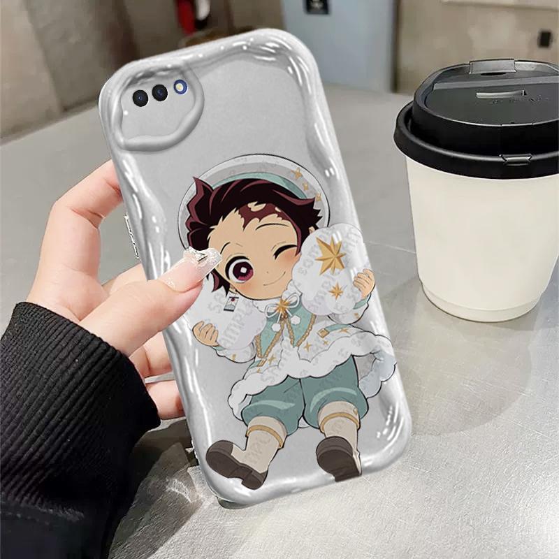 Ốp Silicon Hoạt Hình Cho OPPO A3S A1K A12E Realme C2 AX5 Bảo Vệ 3D Vỏ Điện Thoại Mềm TPU Demon Slayer Tanjiro Ốp Lưng Chống Sốc