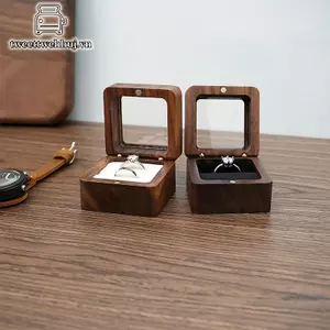 Nhíp Hộp Trang Sức Quả óc chó Gỗ Chắc Chắn Nhẫn Cưới Hộp Nhỏ Trang Sức Bảo Quản Bàn Đầu Để Tìm Kiếm Hôn Nhân Nhẫn Kim Cương VN