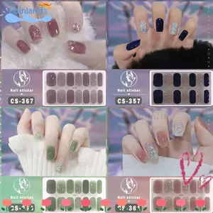 EBINLANDS 14Tips Gel Dán Móng Tay, Giấy Lấp Lánh Gel Sơn Móng Tay Dải, INS Hợp Thời Trang Đơn Giản Tự Dính Decal Làm Móng Tay Pháp DIY NAil Art Making