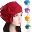 WEETW Side Flower Ramadan Hijab, Mũ Turban Nữ Một Kích Thước Màu Trơn, Hoa Lớn Co Giãn Thoải Mái Mũ Quấn Đầu Nữ Tóc