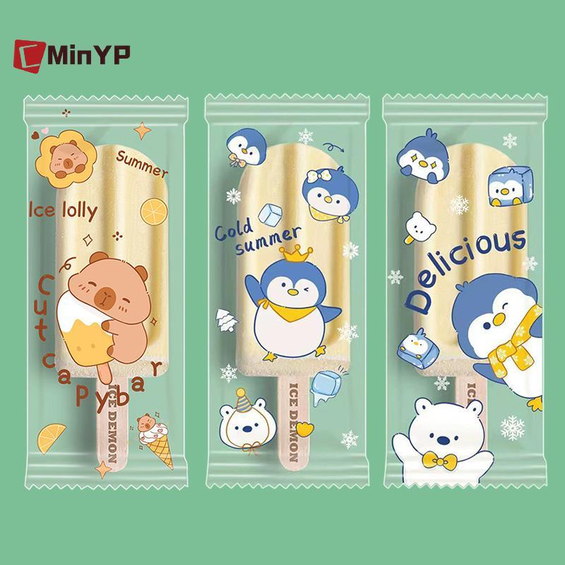 CMinYP 100 Chiếc Hoạt Hình Dễ Thương Cấp Thực Phẩm Túi Đựng Kem Nhựa Dùng Một Lần Popsicle Bảo Vệ Bảo Quản Túi Đựng DIY Glory