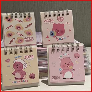 BH2 ngẫu nhiên một vòng Lịch để bàn màu hồng Hoạt hình Dễ thương Văn phòng phẩm Ngày trẻ em Năm mới Lịch quà tặng HB2