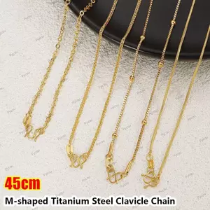 Vòng cổ dây chuyền PYCOU 1 chiếc, Dây chuyền xương đòn bằng thép titan phù hợp, Vòng cổ đơn giản hình chữ M không phai màu 45cm dành cho nữ