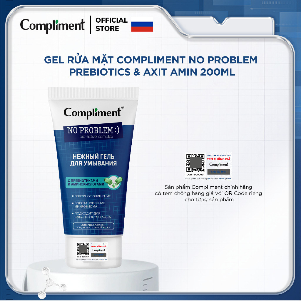 Gel rửa mặt BHA Compliment No Problem làm sạch sâu, giảm viêm & mụn - 200ml