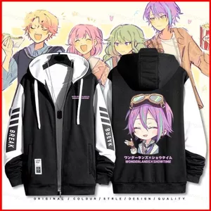 YB1 Project SEKAI Giai đoạn đầy màu sắc feat Hatsune Miku Rio Kastle‌ Áo khoác Hoodie dây kéo anime BY1