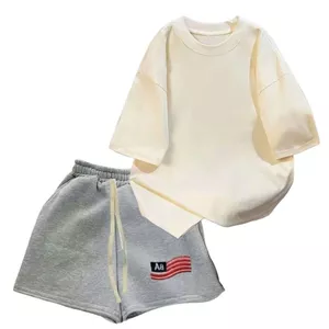 sét bộ nữ quần đùi cộc màu XÁM ĐẬM cờ mỹ AAA dáng ngắn dây bản to tiện lợi + mix phông trơn hàn quốc-quanaounisex