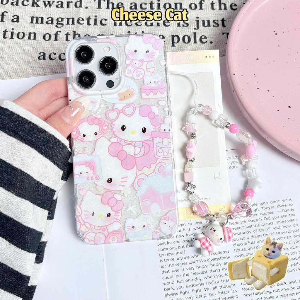 Dây Buộc Hồng Kính Mát Kitty Ốp Lưng Điện Thoại iPhone 14 11 12 13 15 16E 17 Pro Max XR Xs Max 7 Plus 8 Plus 6 SE