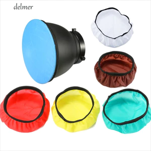 Vải khuếch tán ánh sáng DELMER Vỏ tiêu chuẩn Flash 55 ° Phụ kiện máy ảnh màu trắng Phòng thu ảnh màu vàng đỏ Vải nhẹ mềm