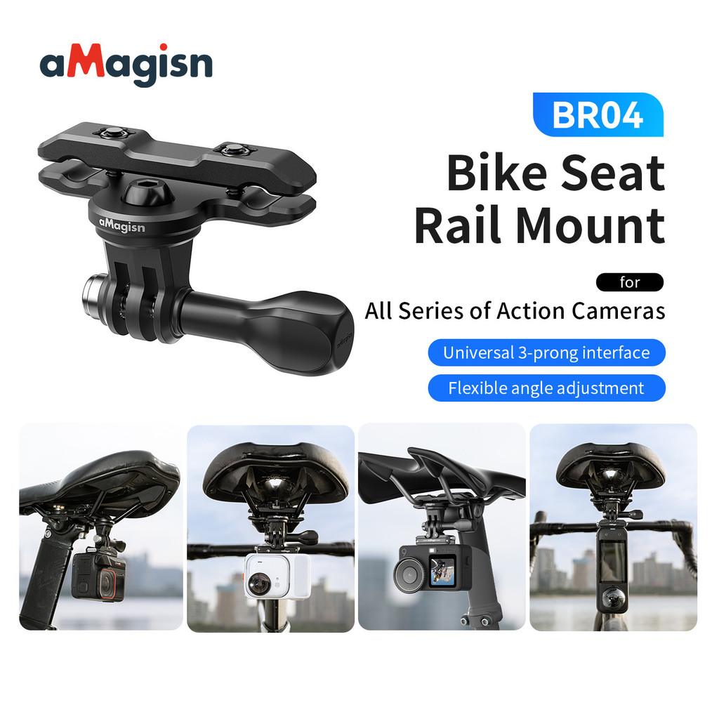 AMagisn Kim Loại Ghế Kẹp Gắn Cho Insta360 Cho DJI Xe Đạp Ghế Sau Chụp Gắn Cho GoPro Cố Định Gắn Phụ Kiện