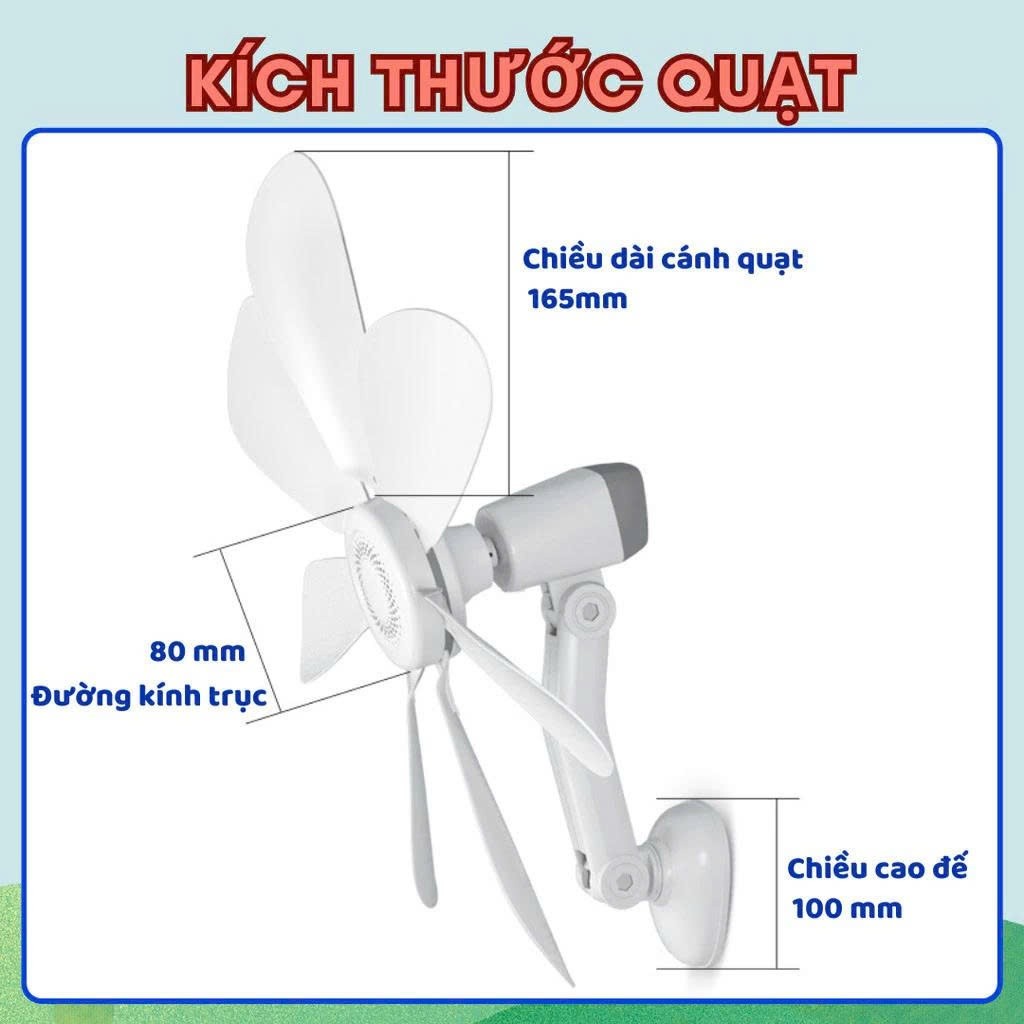 Quạt Treo Tường Nhà vệ Sinh, Phòng Tắm, Nhà Bếp 8 Cánh Không Tiếng Ồn Xoay 360 Độ, Kèm Miếng Dán