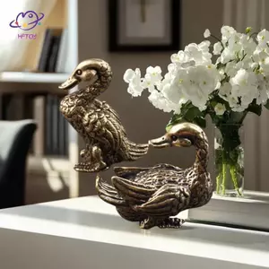 HFTOY Vintage Howling Du Trang Trí Đồng Chắc Chắn Tượng Phong Thủy Bộ Sưu Tập Tượng Để Bàn Trà Thú Cưng Trang Trí Nhà ~