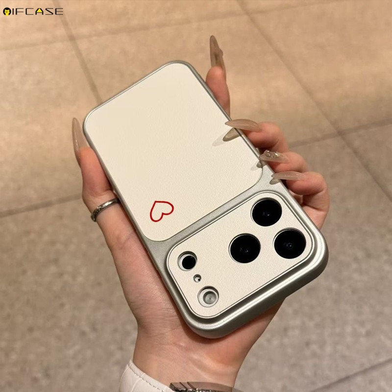 Dành Cho Xiaomi 17T Pro Poco X8 X7 X6 Neo X4 X3 GT NFC M8 M7 M6 Plus M5S M4 M3 M2 Pro Max Ốp Điện Thoại Trắng Lớn Cửa Sổ Da PU Dễ Thương Đường Đơn Giản Màu Đỏ Trái Tim Tình Yêu Vỏ