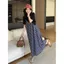 Đầm khâu kẻ sọc thiết kế Sense Fat MM Kích thước cực lớn mùa hè Vỏ rộng bụng Ôm hơn Áo thun Over-the-Knee