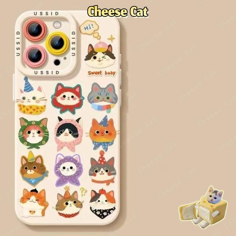 Ốp điện thoại mèo trùm đầu dễ thương cho iPhone 17 Pro 13 14 15 Plus 11 12 16 Pro Max XR Xs Max 7Plus 6 8 SE