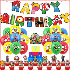 ST2 Super Mario Bros Chủ Đề Trẻ Em Sinh Nhật Trang Trí Biểu Ngữ Bánh topper Bóng Bộ Cung Cấp TS2