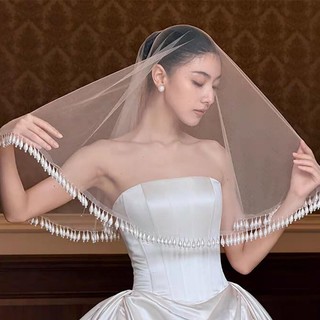 1 mảnh cô dâu ngọc trai trắng tua rua trang trí mũ cao cấp 2026 phụ kiện chụp ảnh mới