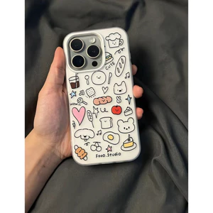 Ốp lưng Jelly 2 trong 1 in họa tiết thực phẩm nét vẽ cho iPhone 17/16/15/14/13/12/11 Pro