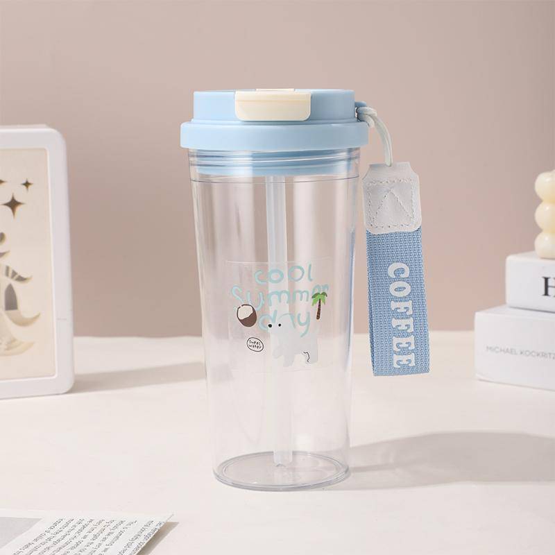 PlumHOUSE Học Sinh Anh Đào Bình Nước 580Ml Cốc Nhựa Ống Hút Đôi Cho Trường Học Văn Phòng Du Lịch Tập Luyện Bàn Sử Dụng VN
