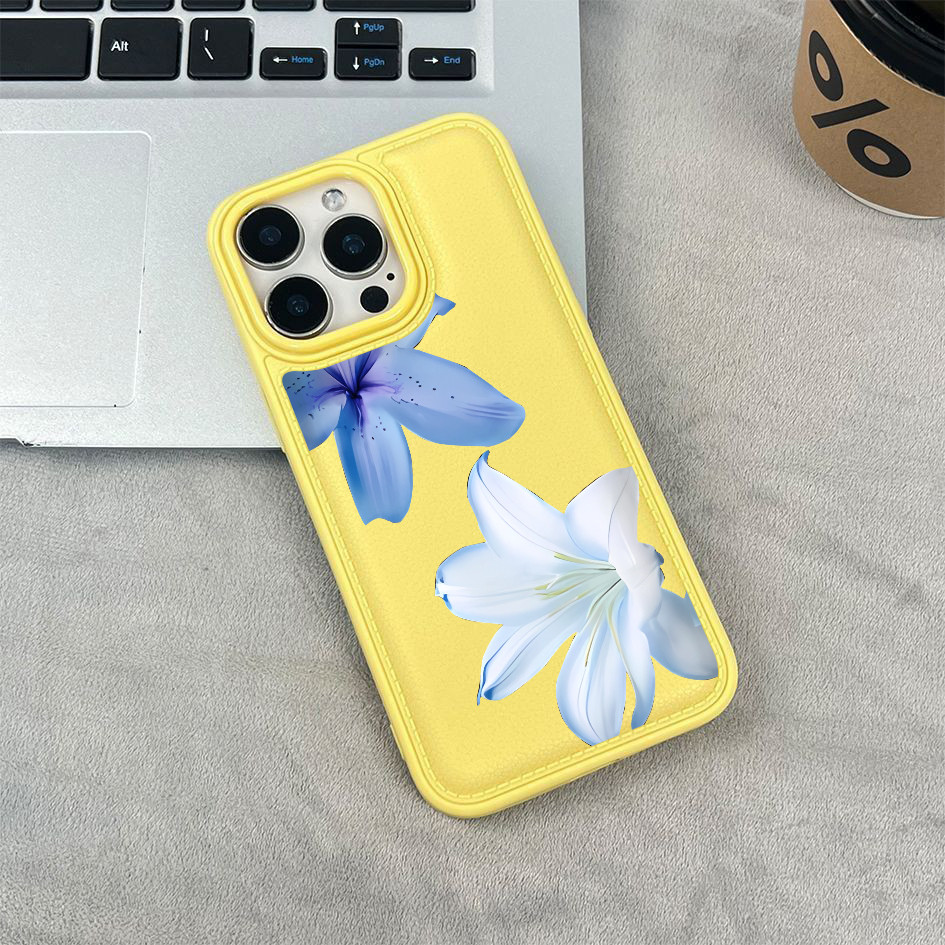 Ốp điện thoại họa tiết hoa ly xanh cho iPhone 17/16 Pro Max/15/14/13/12/11