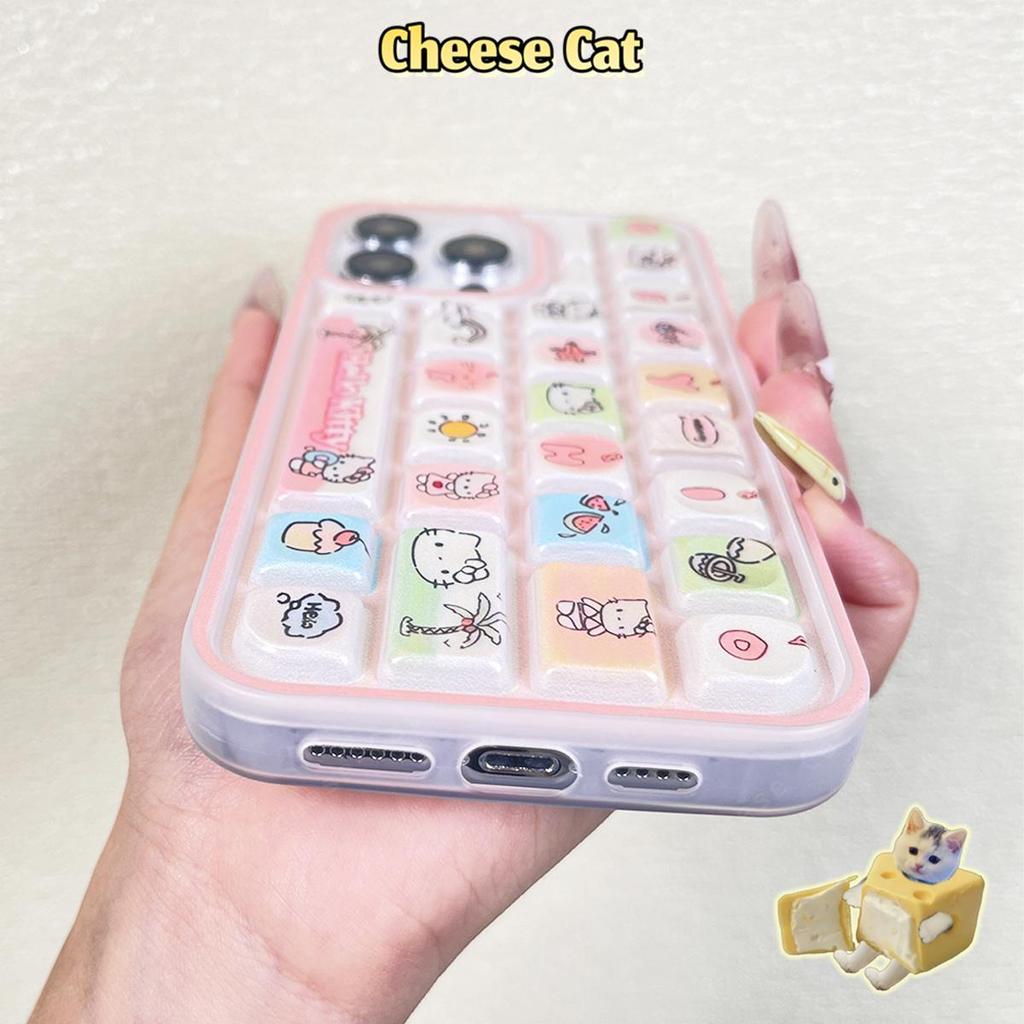 Ốp điện thoại bàn phím 3D Summer Kitty cho iPhone 11 14 13 15 12 16 17 Pro Max Giảm Căng Thẳng