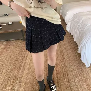 2026 Phong cách mới lưng cao dáng ôm hơn Chấm bi mọi trận đấu Váy xếp ly chữ A Hot Girl Váy nữ tính
