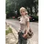 Áo thun ngắn tay cổ chữ u in chữ cổ điển Mỹ dành cho nữ mùa hè Slim-Fit Slim-Fit Slimmer Look Hot Girl Vai trước