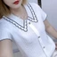 Áo sơ mi đế ngắn tay mùa hè phong cách mới cổ búp bê xếp ly tay ngắn thời trang dành cho nữ