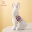 PWSEND Bunny Các bức tượng nhỏ, Tượng thỏ Mini thiết kế hoa, Trang trí bàn làm việc bằng gốm dễ thương Trang trí máy tính để bàn văn phòng