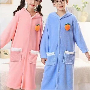 Vừa Lớn Trẻ Em Bơi Chuyên Dụng Nữ Tắm Áo Len Trẻ Em Dày Bé Gái Bé Gái Bộ Đồ Ngủ Trẻ Em Khăn Tắm Áo choàng Tắm
