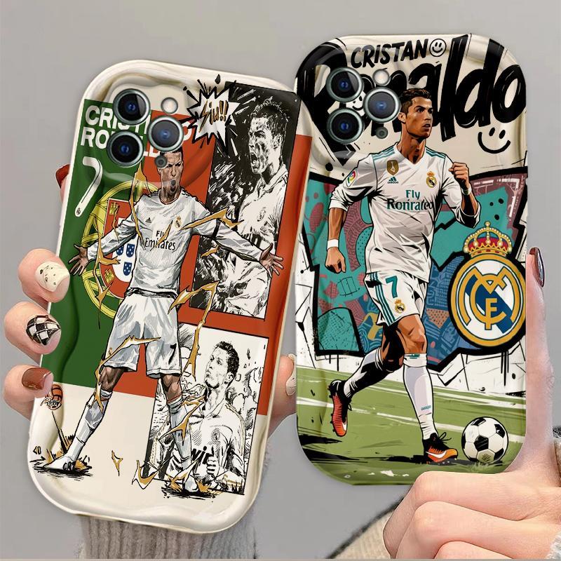 Thích Hợp Cho iPhone 17 16 15 14 13 12 11 Pro Max Plus 17 AIR 3D Wave Mềm TPU World Cup Cristiano Ronaldo Sinh Viên Chống Sốc Ốp Điện Thoại