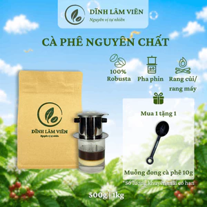 Combo Cà phê Robusta Gia Lai bột rang củi và rang máy pha phin nguyên chất 500g | Dĩnh Lâm Viên