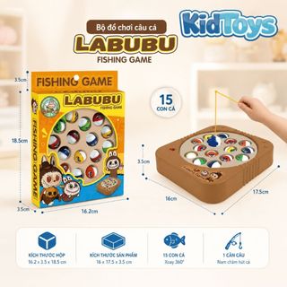 Bàn Câu Cá Xoay KidToys 15 Con - Mẫu Capybara, Baby Shark, Labubu Vui Nhộn Cho Bé