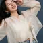 Khăn choàng lụa băng NKSFX, Áo len chống nắng cổ chữ V, Áo len cardigan dài tay có dây buộc cổ chữ V phong cách Hanfu
