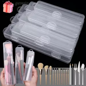 GAVESTO 1 Cái Hộp Nhựa Tổ Chức, Di Động Có Nắp Bàn Chải Trang Điểm Hộp Bảo Quản, Bút Chì Lông Mày Bộ Đồ Ăn Đũa Đa Năng Trong Suốt Dụng Cụ Làm Đẹp