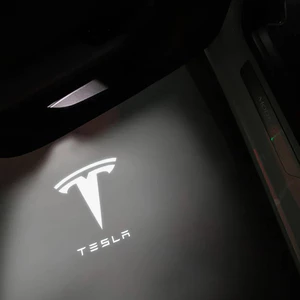 TESLA 2 / 4 Cửa Ô Tô LED Logo Đèn Máy Chiếu HD Đèn Chào Mừng 3D Ma Bóng Đèn Cho Tesla Model Y 3 S X Phụ Kiện Xe Hơi