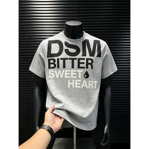 Thiết kế hợp thời trang Áo thun ngắn tay in họa tiết chữ thể thao và thể dục cotton dáng rộng áo thun cổ tròn thông thường dành cho nam và nữ