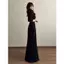 Váy gạc cổ vuông thuần khiết của Pháp Hot Girl màu đen Slim-fit Hip-packed Phiên bản dài mùa hè Slimmer Look Váy dài