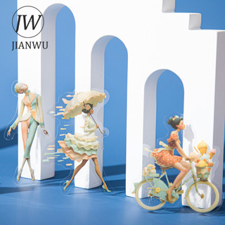JIANWU Vintage Nghệ Thuật Nhân Vật Hoa Phong Cảnh Chất Liệu Cắt Kéo Thêu Sò PET Miếng Dán Sáng Tạo DIY Tạp Chí Văn Phòng Phẩm
