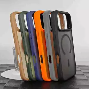 ốp lưng iphone Áp dụng cho vỏ điện thoại di động Apple iPhone17promax 16 cảm giác da bán trong suốt màu hai trong một Vỏ hút từ tính Samsung s25