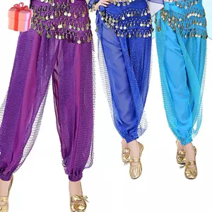 Quần khiêu vũ bụng GAVESTO, Quần khiêu vũ sequin tua rua rộng, Phụ kiện khiêu vũ bụng thời trang Hiệu suất Mặc sequin Quần rộng nữ
