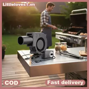 Littleloves1 Máy thổi BBQ có thể điều chỉnh 3 tốc độ Quạt không khí cầm tay để nấu ăn Dụng cụ nướng ngoài trời di động cho dã ngoại VN