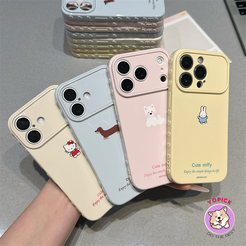 Ốp điện thoại hình chó hoạt hình dễ thương cho điện thoại 16 Pro 3D dán vỏ điện thoại 17 Pro Max bên cửa sổ lớn thiết kế tình yêu iPhone 13 / 14 12 Pro chống rơi 11 trọn gói cho các cặp đôi
