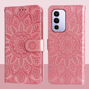 Ví da từ tính Flip Case cho Realme C100 4G Vỏ điện thoại hoa hướng dương dập nổi