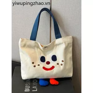 Thêu Dễ Thương Hoạt Hình Túi Vải Nữ 2026 Phong Cách Mới Dung Tích Lớn Túi Tote Phù Hợp Với Công Việc Commu