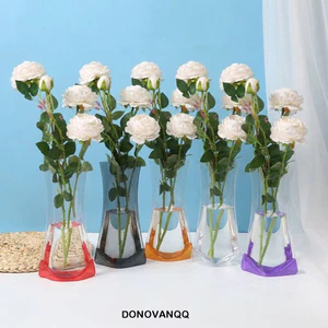 DONOVANQQ 5 Bình hoa PVC trong suốt, Bình hoa thủy canh có thể gập lại gấp, Bình hoa chống rò rỉ nhẹ Phòng cắm hoa chống rò rỉ chống rò rỉ