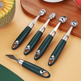 Thép không gỉ 304 Quả Bóng Đào Cắt Dưa Hấu Dụng Cụ Tiện Dụng Đào Kem Thìa Trái Cây Chia Khắc Bóng Thìa