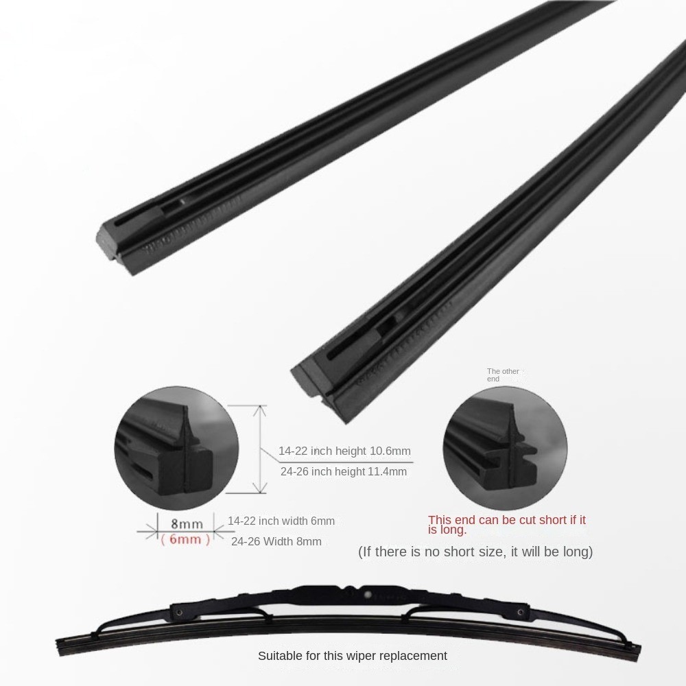 Cần gạt nước ô tô MONOSTYLE, 14 / 16 / 17 / 18 / 19 / 20 / 21 / 22 / 24 / 26 / 28 Inch Dễ dàng thay thế dải nạp lại, Phụ kiện cần gạt nước cao su 6mm bền bỉ