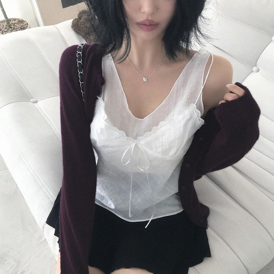 SUXI Áo sơ mi ren ren phong cách Hàn Quốc mới mùa hè dành cho nữ 260521
