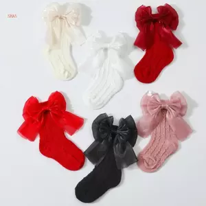 Shas sành điệu Băng đô và tất cho trẻ sơ sinh Bộ đồ trang trí nơ vải Polyester