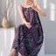 Váy ngủ đeo chéo phong cách dân tộc dành cho nữ mùa hè Phong cách mỏng có thể mặc bên ngoài Đồ mặc nhà sang trọng Váy lụa Cotton dài vừa phải Kỳ nghỉ dài S